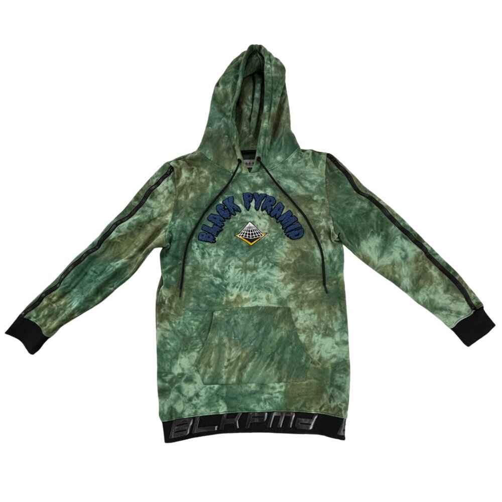 Black Diamond Men's Green Tie-Dye Logo Hoodie w/ Zipper Sleeves Size Large